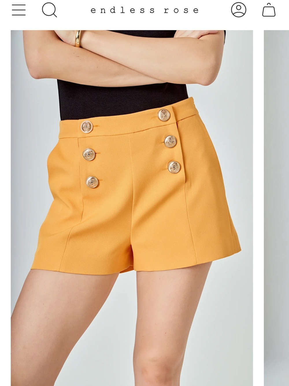 Endless Rose High-Rise Tailored Shorts in Yellow-Orange